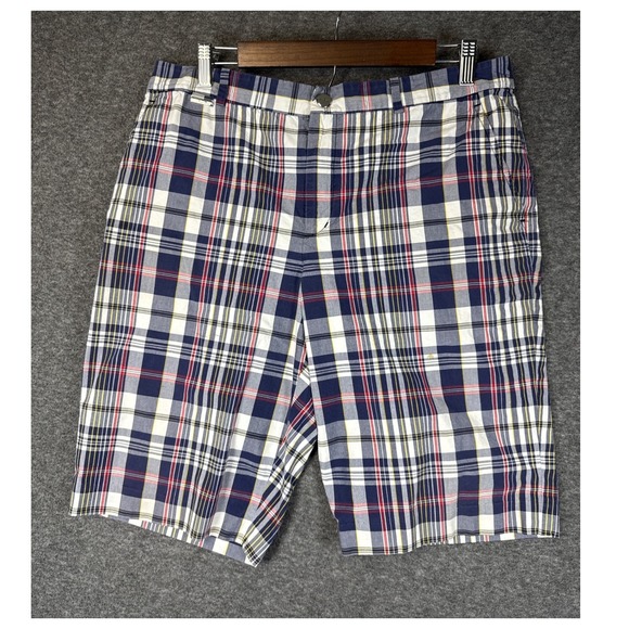 L RL Ralph Lauren Pants - LRL Lauren Ralph Lauren Active‎ Plaid Shorts Women 14 Red & Blue Golf Bermudas